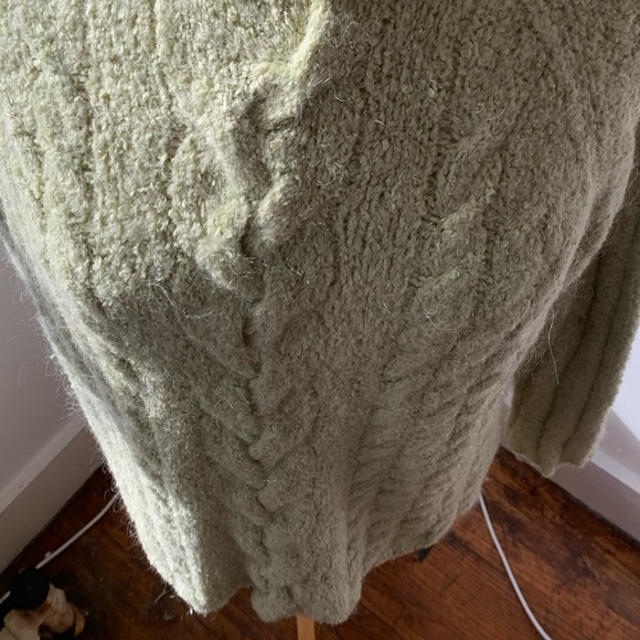 EXPRESS soft chunky mohair blend turtleneck with cables - Picture 3 of 7